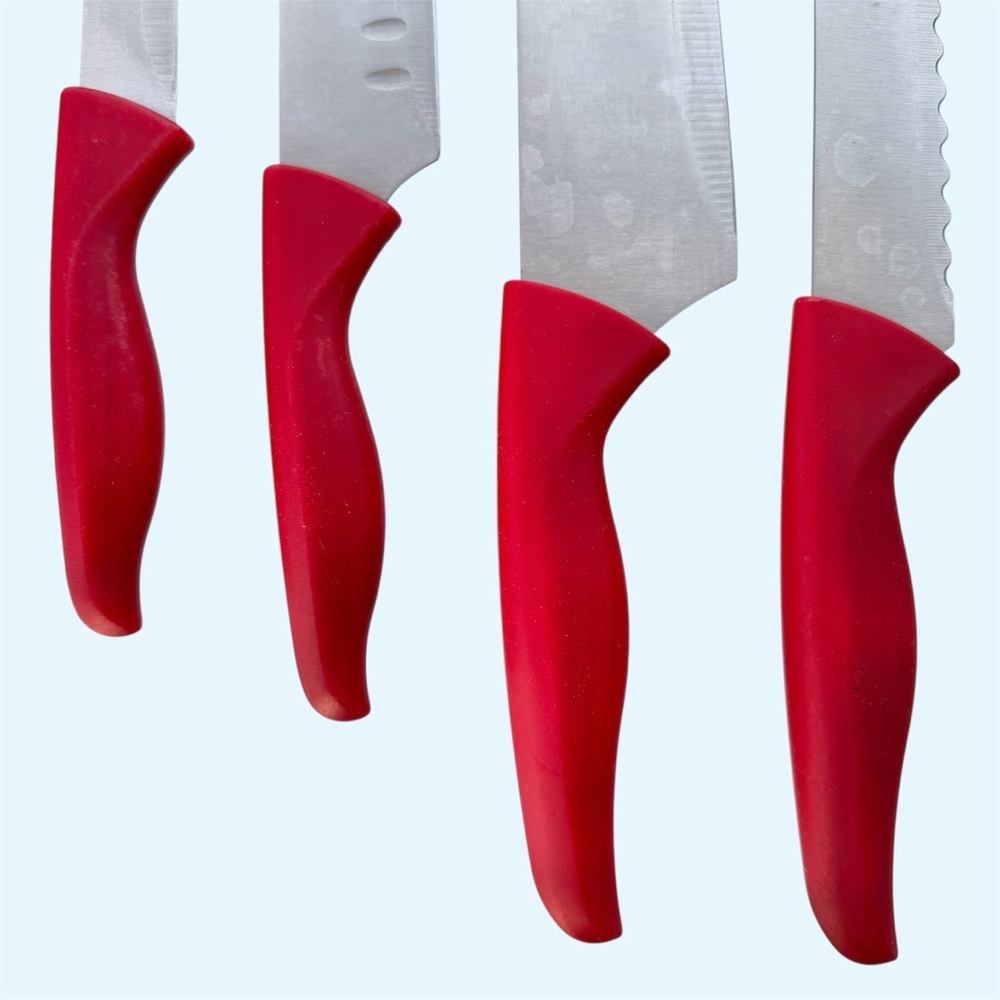 Ecolution 4-Knife Set Red Handles and Sheaths - Picture 7 of 7